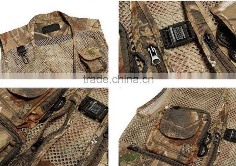 Men's Mesh Breathable Camouflage Journalist Photographer Fishing Vest Waistcoat