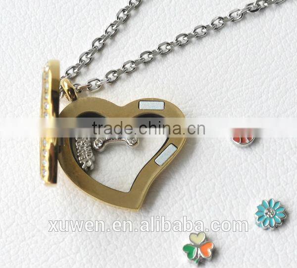 AAA Czech crystal rose gold plated stainless steel designer locket