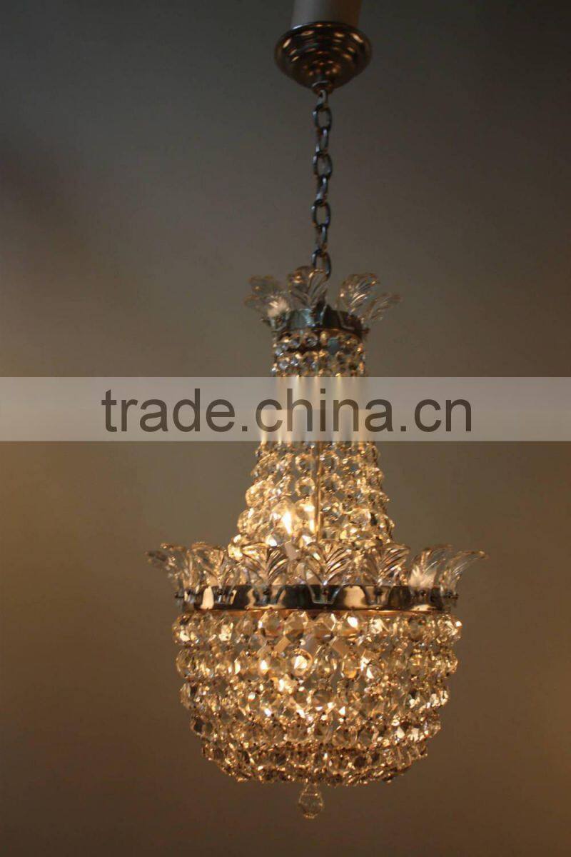 530-5 Mid-Century Crystal Chandelier
