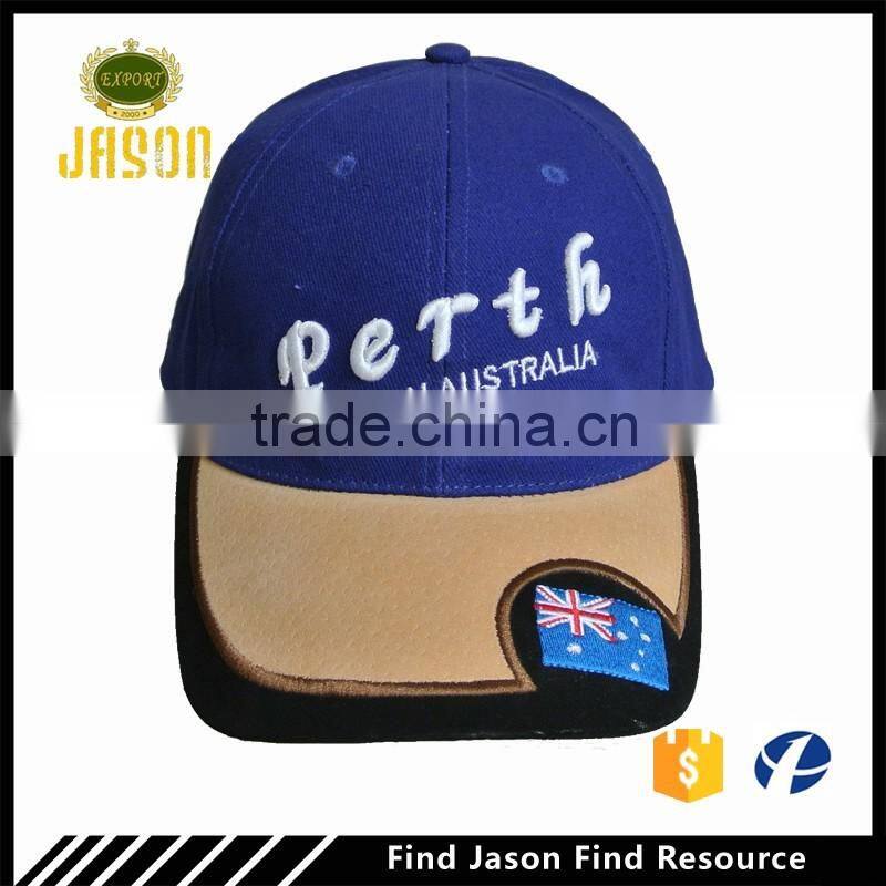 Aussie style 3D embroidery 6 panel hat