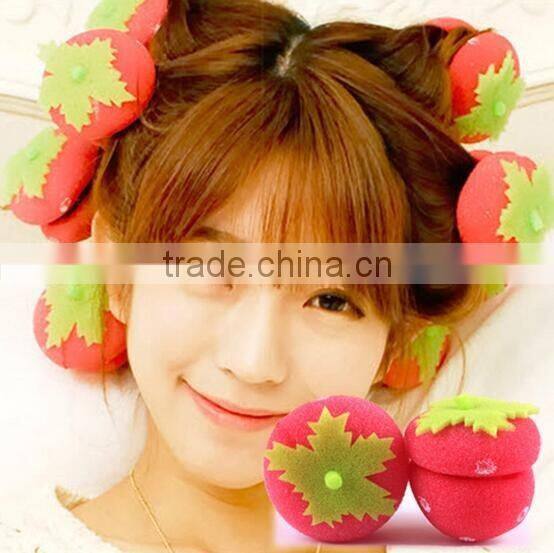 DIY Sponge Hair Curler hair roller set/ cute and beauty strawberry hair curler/ DIY magic hair curler