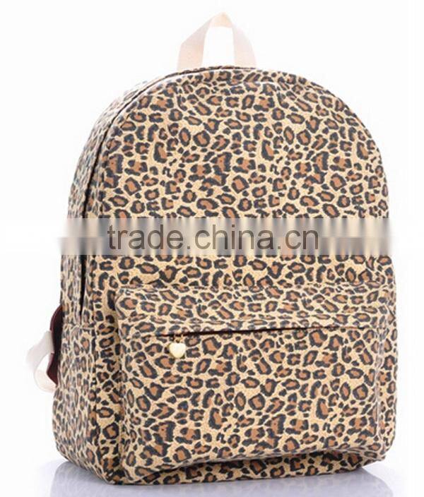 2014 new and hot canvas backpack fashion lady designer leopard backpack china bags