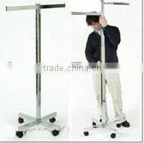 high quality polish chromed metal garment rack,adjustable height cloth display rack,metal hanging display racks,garment wall di