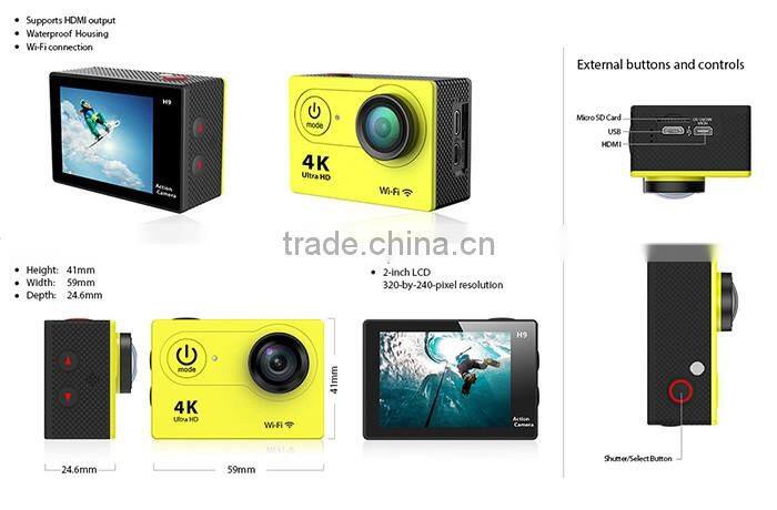 4K action camera 2-inch screen 1080p 60fps underwater mini h9 camera