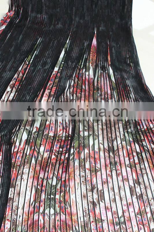 Elegant pleated printing fabric for maxi dresses fashion dresses for women