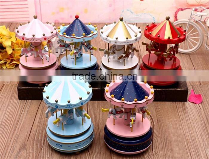 wooden mechanism carousel music box