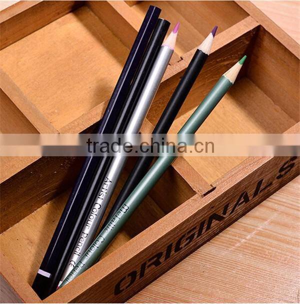 cheap wooden draw artist pencil set with tin box