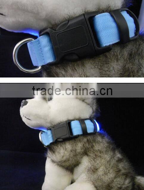 High Quality Nylon Nylon LED Flashing Dog Collar With 3 Flashing Mode 8 colour