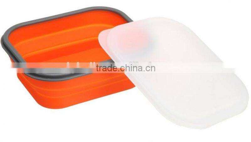 Silicone Collapsible Medium Snack Box, Snack Container, Food Container - Orange