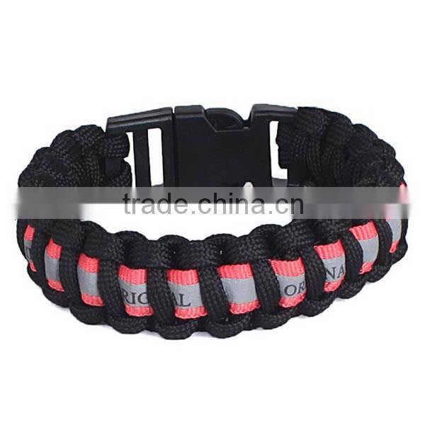 HOT SALES handwoven survival bracelet glow in the dark plastic buckle paracute bracelet ZTDR-20140326002
