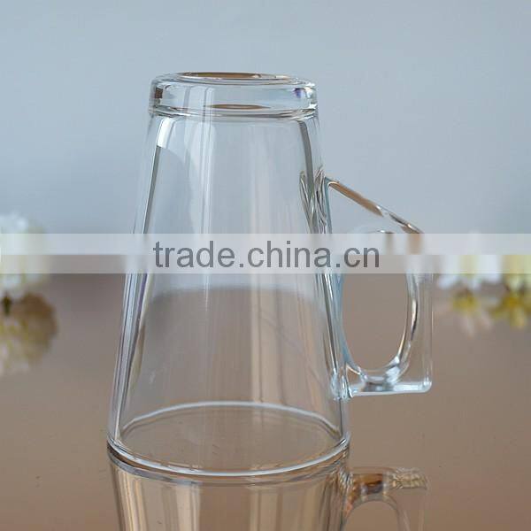 250ml clear coffee cup with handle glass mug for sale