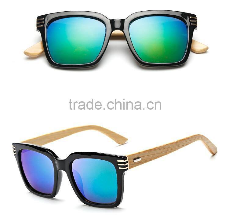 hot selling high quality plastic frame with handmade bamboo temple sunglasses