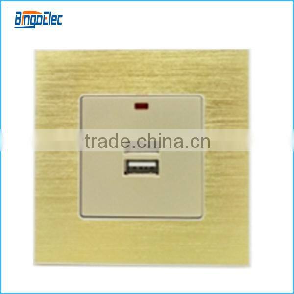 Top quality aluminium panel 230v wall socket with dual usb