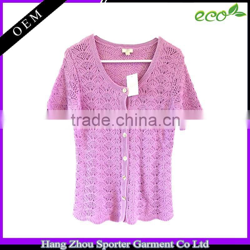 16FZLS10 knitting linen sweater for women linen top