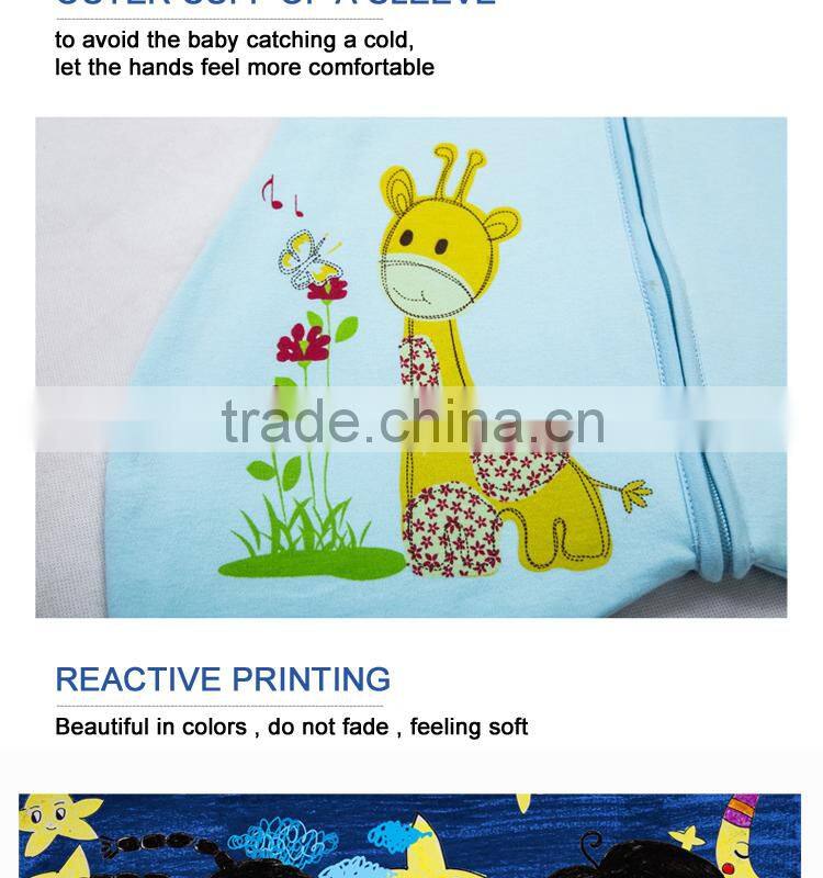 100% cotton anti kicking infant child foot sleeping bag long sleeve without filling blue style