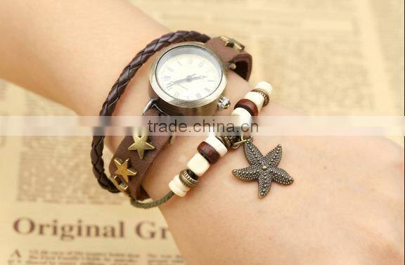 Fashion faux leather bracelet watch Students bracelet manly leather bracelets