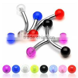Titanium anodized fancy high polished ball eyebrow rings fake eyebrow rings