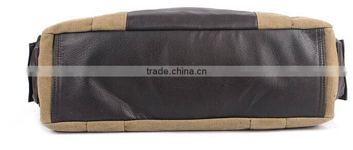 Vintage khaki Canvas tote bag with leather