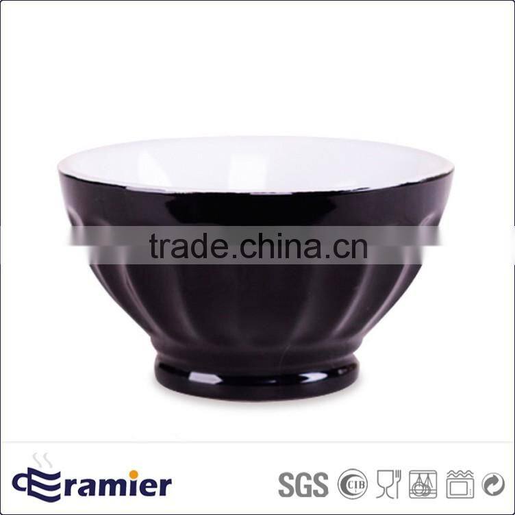 Ceramic stoneware two tone glazed embossed bowl