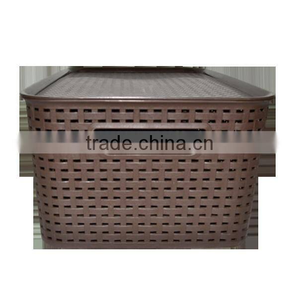 Simple Storage Box For Dirty Clothes Plastic Rattan Storage Basket With Lid