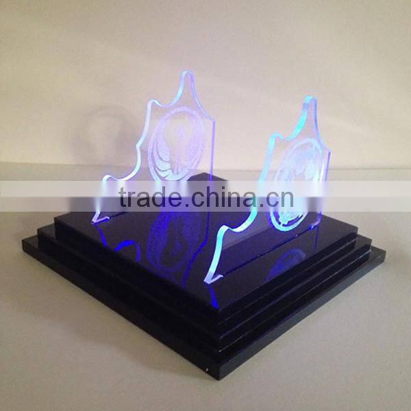 OEM LED Etched character Stand, Light and Dark Side Double Light Saber Etching Display, Battery Operated Stand