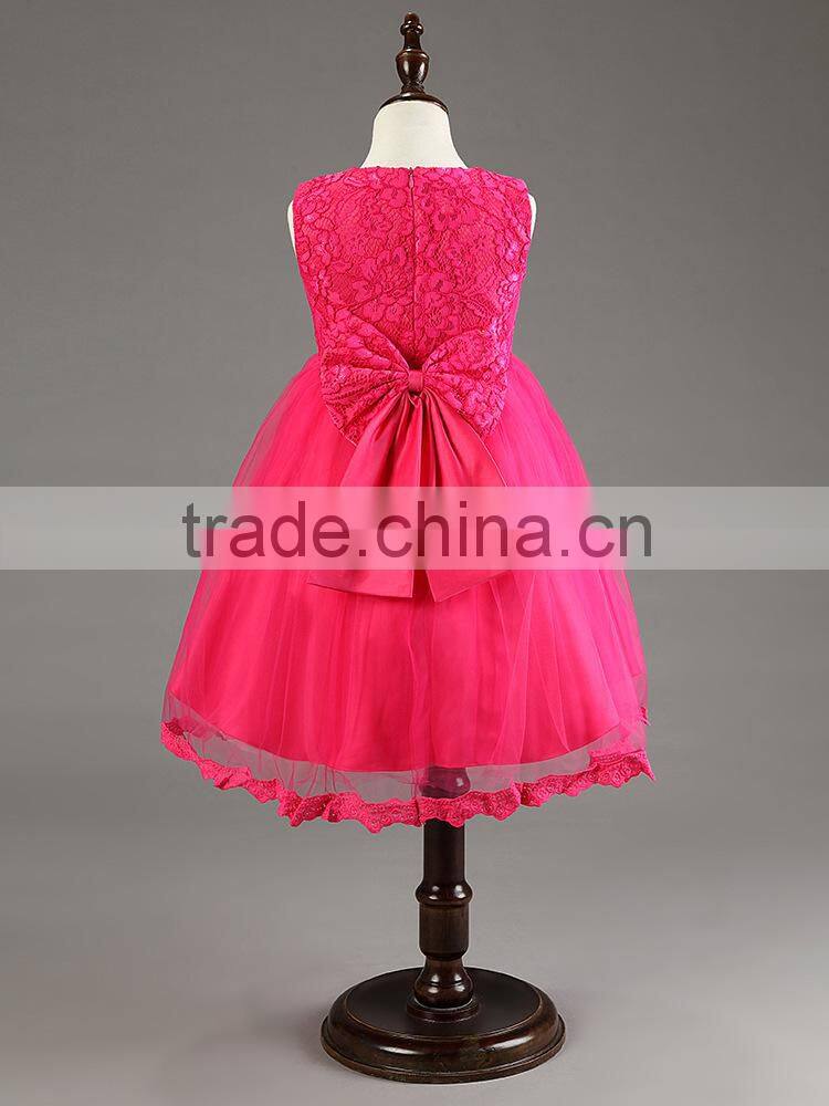Embroidery High Quality Flower Girl Dress Ball Gown Scoop Bow Back Lace Flower Girl Dresses Kids Girl Party Wear