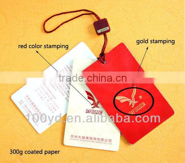 2016 China thick white cardboard wholesale embossing tags printing