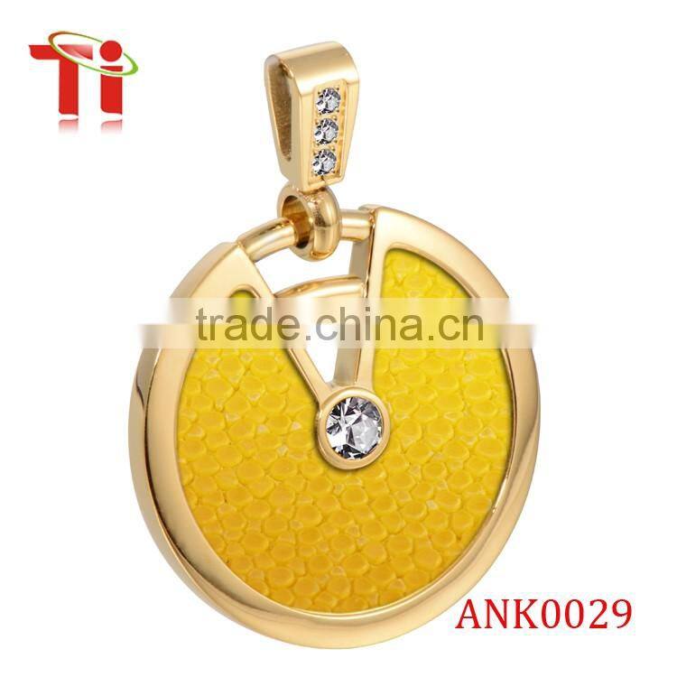 Luxury best friend forever zircon pendant for girls, genuine stingray leather pendant 18k gold plated necklace jewelry