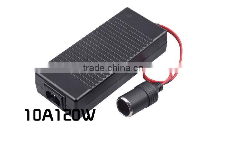 12V DC cigarette lighter car adapter 12v10a ac dc adapter with wires cable