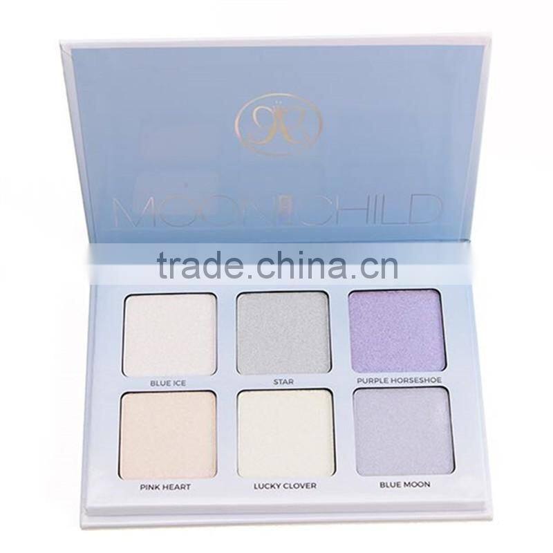 6 Colors Private Label Highlight Face Pressed Powder Palette