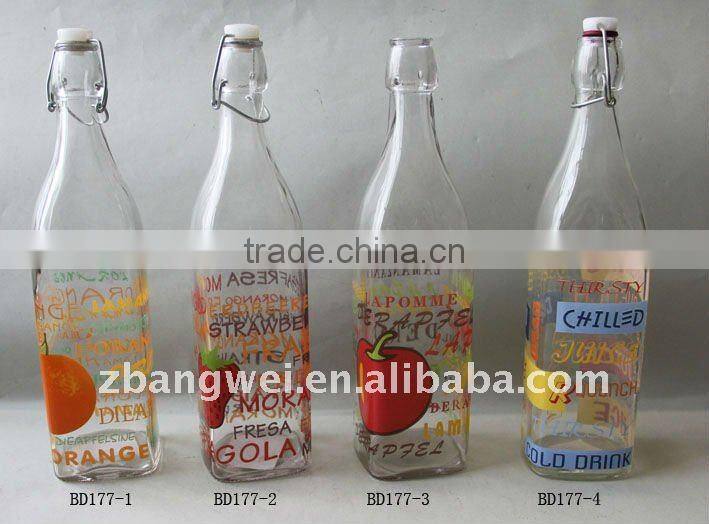 BD176-27-30: glass jar with acid-washing & decal