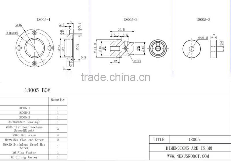 6mm 3 piece black anodized coupling sets 18005