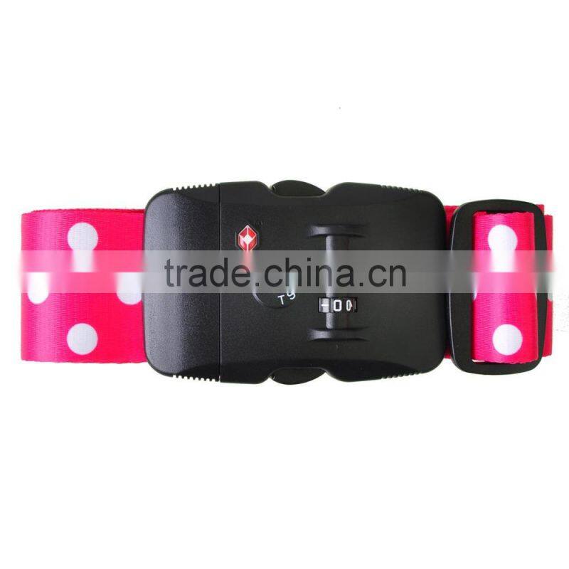 Polka Dot Pink TSA Lock Key Suitcase Secure Safe Strap Belt