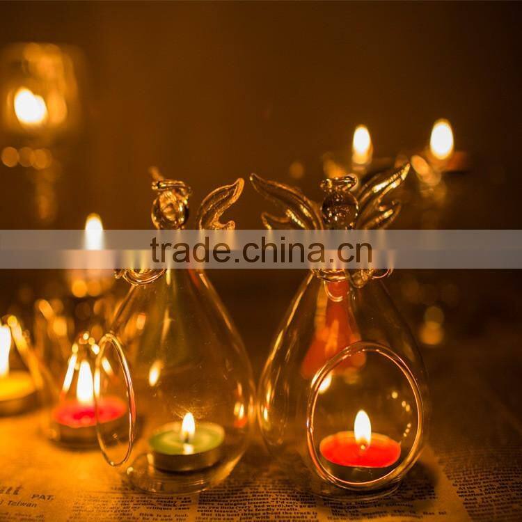 ANGEL CRYSTAL CANDLE STICK GLASS HOLDER WITH ANGLE WING