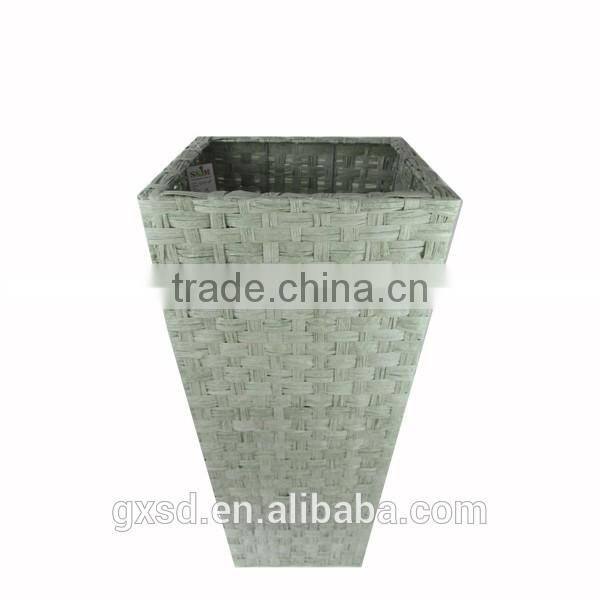 Large RATTAN Tall Planter Square paper rope Garden large outdoor planters