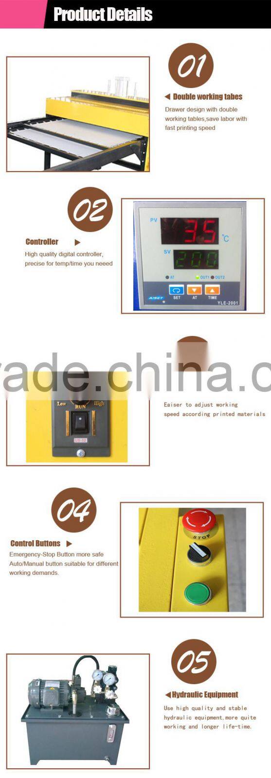 High pressure 80x80cm auto air operated double location/ station heat transfer press mach