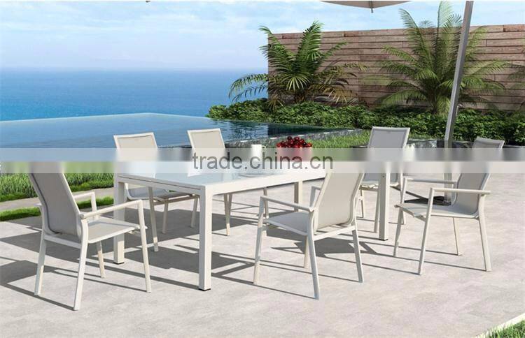 Aluminum Furniture Extendable Table And Mesh Chair