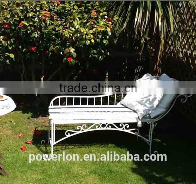 Ornate Wrought Iron garden Bench Shabby Chic Antique White