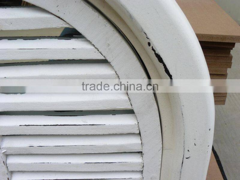 French Shabby Chic Antique Vintage Style White Wall Mirror with Shutters