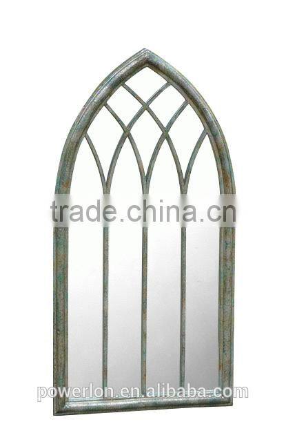 Wrought Iron Frame Antique Decorative Gothic Arch Garden Mirror