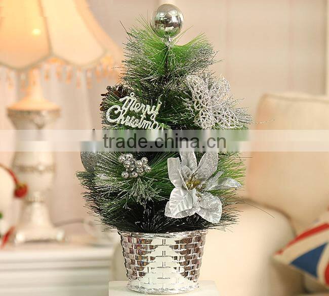 Attarctive pine needles glitter decoration christmas bonsai tree
