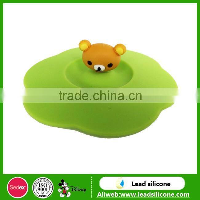 Food Grade Silicone Rubber Coffee Cup Lid, Custom Cartoon Silicone Cup Cover