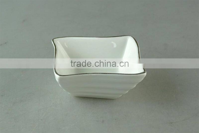 wholesale Stock White rectangle Ceramic Dish with silver line in good quality and reasonable price