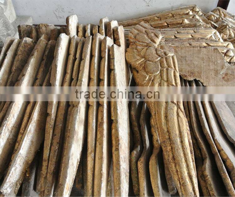 Antique hand carving gold wooden dance angel wings
