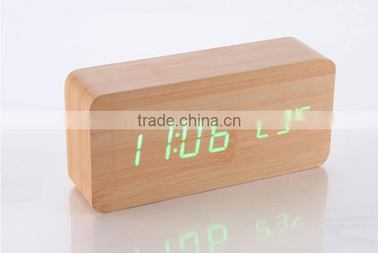 HOT !!!LED clock bell wood creative LED clock acoustic wooden clock