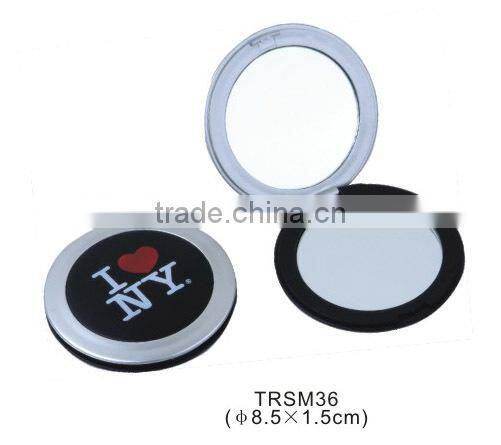 Plastic foldable round shape double sided pocket compact mirror