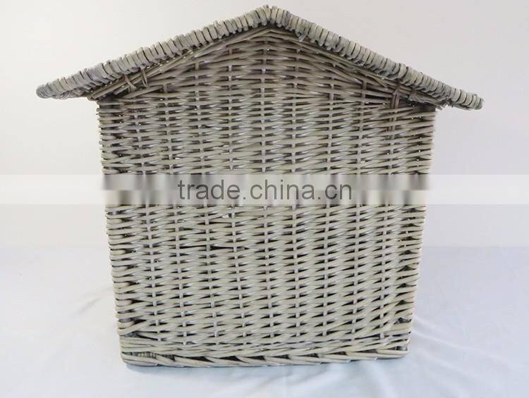 Custom outdoor indoor durable willow woven pet dog house wicker cat house