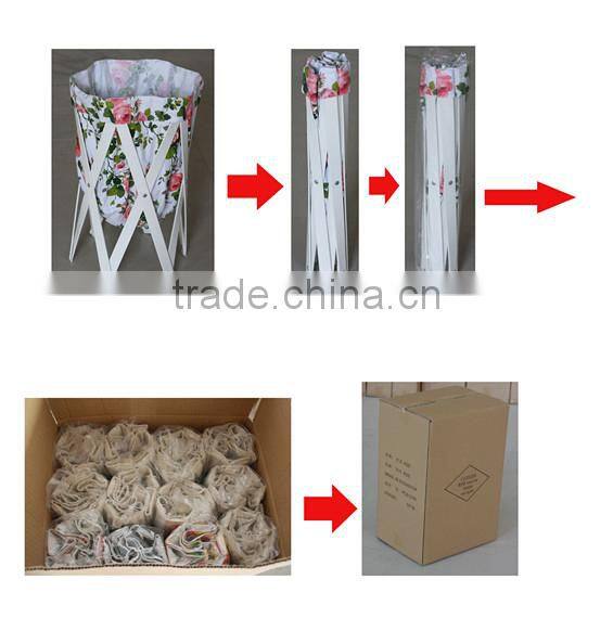 Size is 42XH70cm Pine Natural Color Frame Canvas Bag With the Letters Pattern Folding Laundry Basket/Hamper