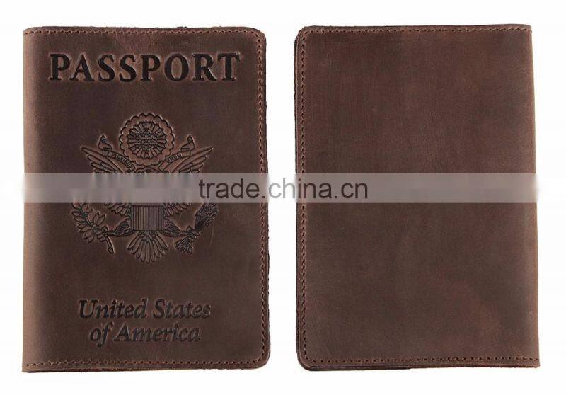 LOW price High Quality Men Black Custom Genuine Leather Passport Holder COVER