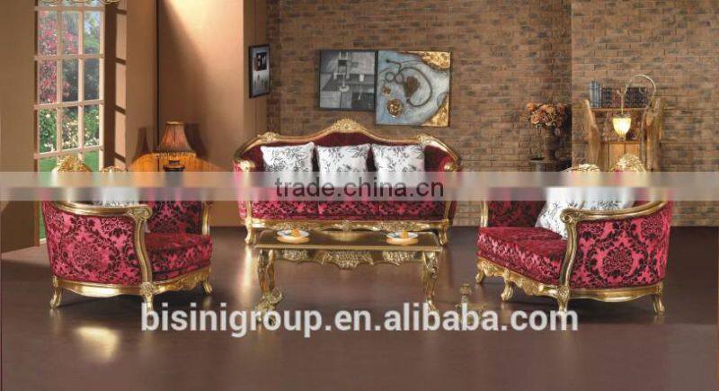 BISINI Exquisite European Gold-foil Living Room Fabric Sofa Set, Home Sectional Sofa Set